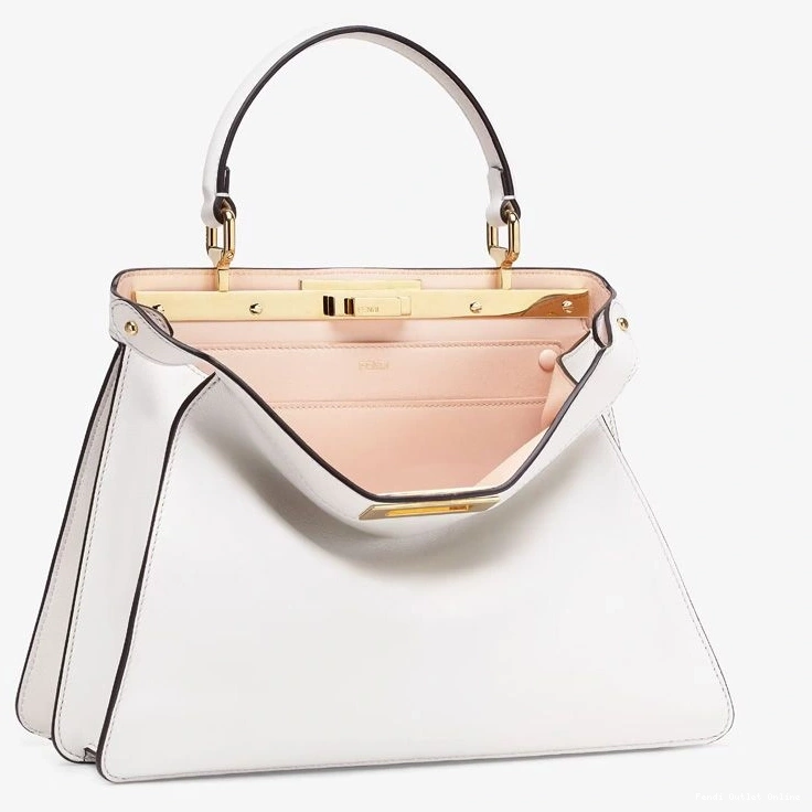 Nappa Laether White In Peekaboo Medium Bag Fendi ISeeU 0709